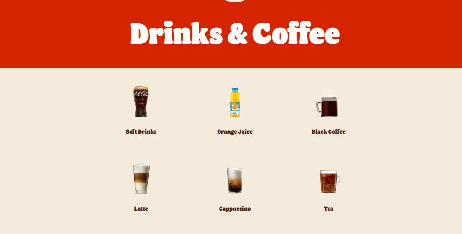 Burger kings Drinks Menu