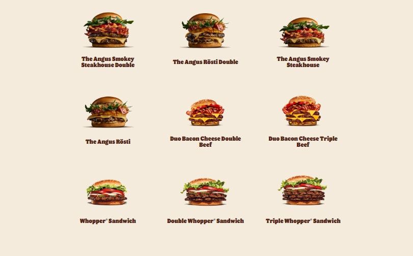 Burger kings Limited Time Offer Menu