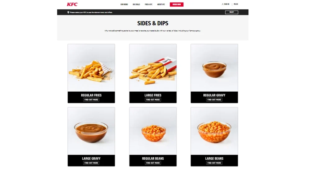 KFC Dips & Sides Menu