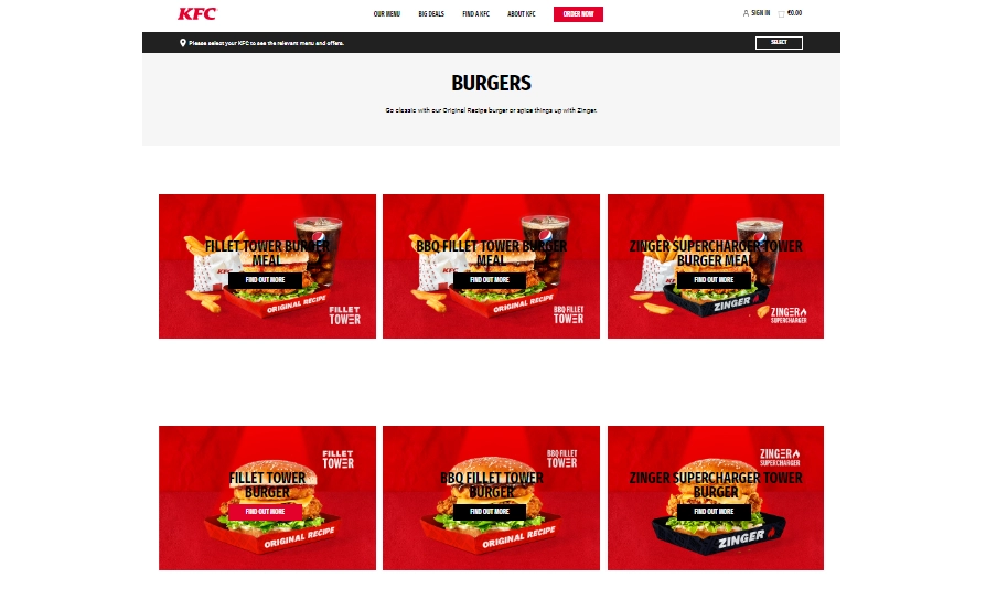 Kfc Burgers Menu