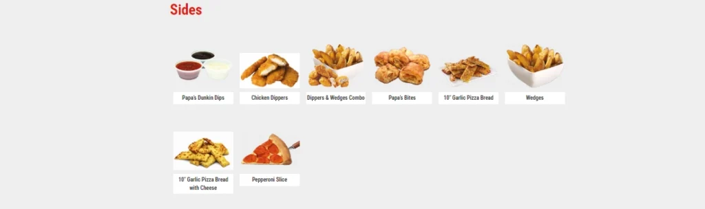 Papa John's Papa’s Sides Menu