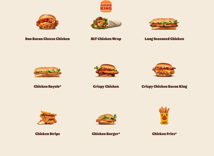 Burger King Picked For You Menu