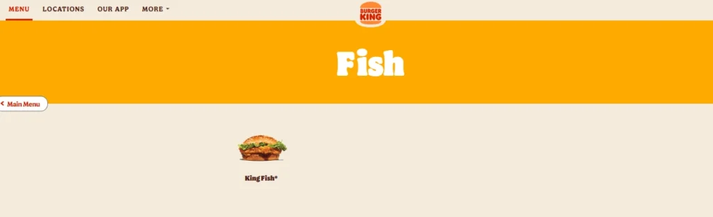 Burger king Plant Based, Veggie and Fish Menu