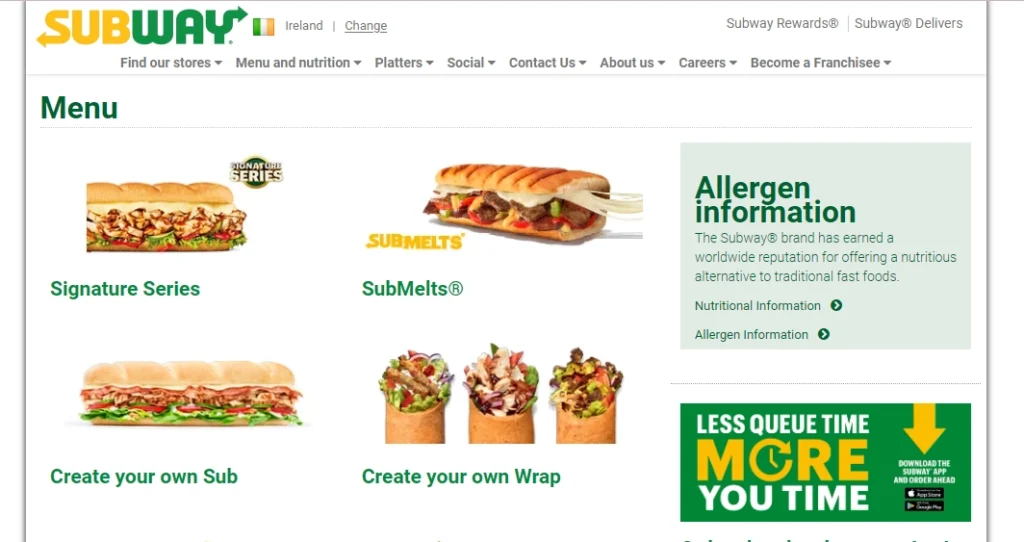 Subway Menu Prices