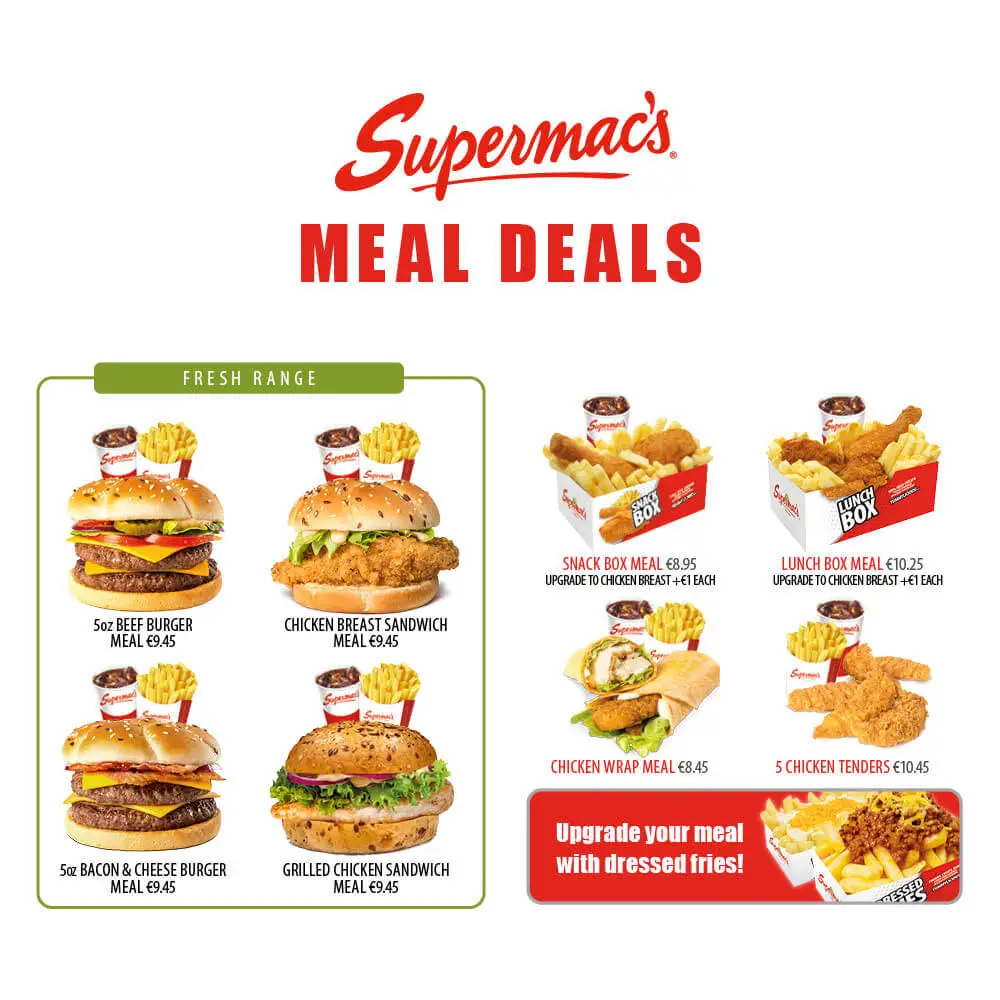 Supermac’s Burgers Menu